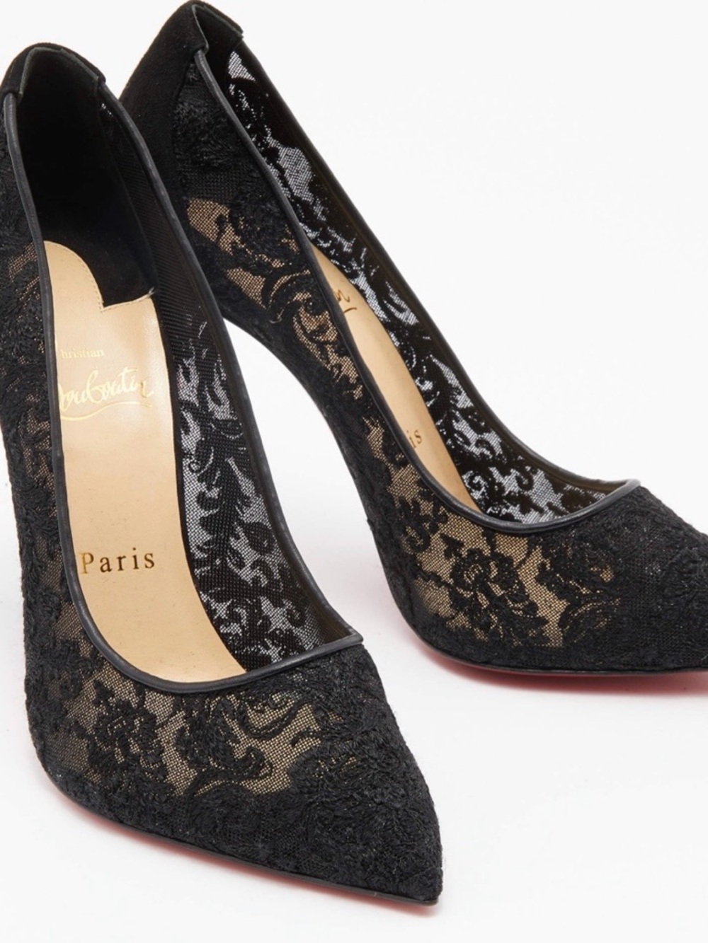 Christian Louboutin shoes Suede Lace Follies Pointed Toe heels km lace 100 pumps